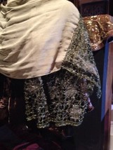 Hand Made 2 Toned Silvery Olive Green Crochet Chiffon Scarf - $34.64