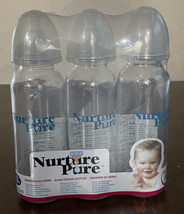 Vintage Nurture Pure Glass Baby Bottles Streamline 8 oz NOS 3 Pack w/ Lids NEW - £39.41 GBP