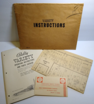 Variety Bingo Pinball Machine Original Manual Schematic Card  &amp; Envelope... - £50.22 GBP