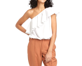 Women&#39;s One Shoulder Ruffle Top ~ A New Day (Size M) WHITE ~ NEW!!! - $15.49