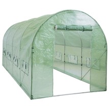 Walk-In Greenhouse Tunnel Tent Roll-Up Windows Zippered Door 15x7x7ft Ga... - $188.32