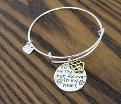 New PAW PRINT Bracelet Dogs Cats Pets &quot;Forever In My Heart&quot; Rainbow Bridge - £10.53 GBP