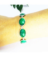 NATURAL INDIAN EMERALD Gemstone Bracelet, Birthstone Bracelet, 925 Sterl... - £38.52 GBP