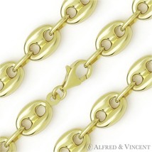 11.7mm Puff Mariner Gucci Link Sterling Silver 14k Y Gold-Plated Chain Necklace - £152.19 GBP+