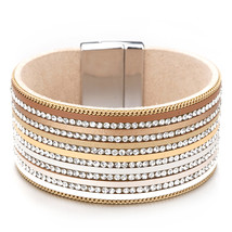 Amorcome New Trendy Rhinestone Leather Bracelets For Women Multilayer Wrap Cryst - £12.03 GBP