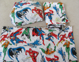 Pottery Barn Kids Twin Fitted Flat Sheet Set DC Comic Marvel Heroes Pill... - $46.43