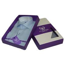 Mens 100% Linen Summer Shirt J.Valintin Turkey-Usa High Collar OBR78-09 Blue image 9