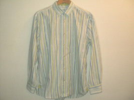 Tommy Bahama Shirt Men&#39;s Size L Striped Long Sleeves, Blue, White, Green... - £18.48 GBP