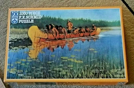 French Explorers FX Schmid 1000 pc Jigsaw Puzzle Native Americans Canoe ... - £15.85 GBP