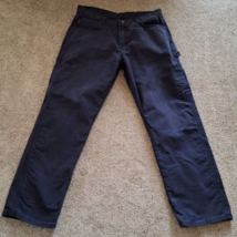 Bulwark FR Carpenter Canvas Pants 36x33 Navy Blue FR Work Wear Mens 16 ATPV - £16.09 GBP
