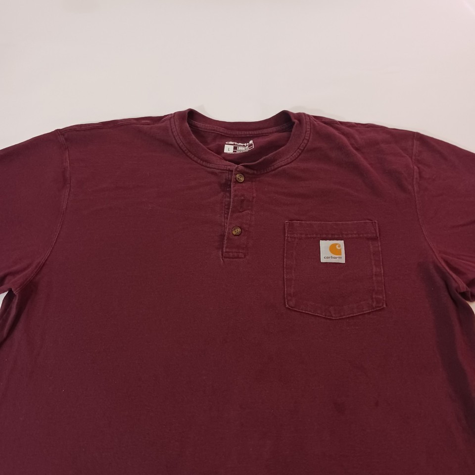 Carhartt K84 PRT Men's Burgundy Cotton Short Sleeve Henley T-Shirt Size Large Item image 10