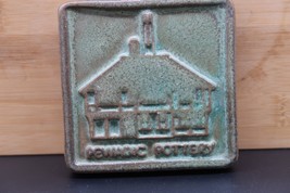 Vtg Pewabic Pottery Tile Blue 3.5&quot; Raised Building Detroit Michigan House - $49.99