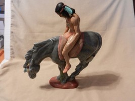 Painted Ceramic Tired Indian on Horseback End of the Trail by Sheree Made - $53.44