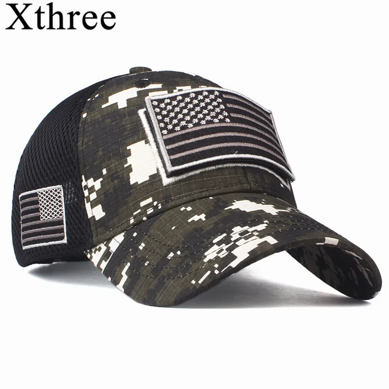 Xthree High Quality USA Flag Camouflage Baseball Cap For Men Snapback Hat Army - £13.63 GBP+