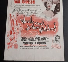 1945 Bristol New Hampshire Movie Theatre Promo Adv. WEEKEND AT THE WALDORF  - $18.49