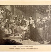 Trial Of Queen Catharine Victorian Print 1901 Woman History Ephemera DWP4C - £16.01 GBP