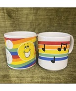 1980s VTG Russ Berrie &amp; Co RAINBOW Smiley Face &amp; Musical Notes Coffee Cu... - $20.37 CAD