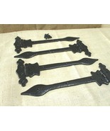 4 IRON CABINET HINGES ORNATE 12&quot; HINGE T STRAP HARDWARE GATE BLACK LARGE... - $46.99