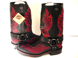 Harley Davidson Bottes Hommes Slayton D93141 Cuir Noir Oil Résistant Taille - £173.52 GBP