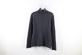 Vtg 90s Calvin Klein Womens Medium Faded Striped Ribbed Knit Turtleneck Sweater - £33.23 GBP