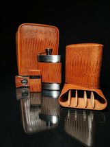 Brizard and Co Tan Lizard Leather Traveler with cutter and lighter NIB image 10