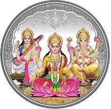 Colour Laxmi Ganesh Saraswati Coin 10 Gm Trimurti God For Puja BIS Hallm... - $856.99 MXN