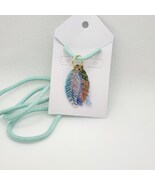 Iridescent Feather Necklace - Blue - $3.00