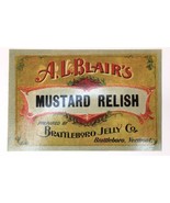 Vtg Original A.L. Blair&#39;s Mustard Relish Label Brattleboro Jelly Co. Ver... - $18.00