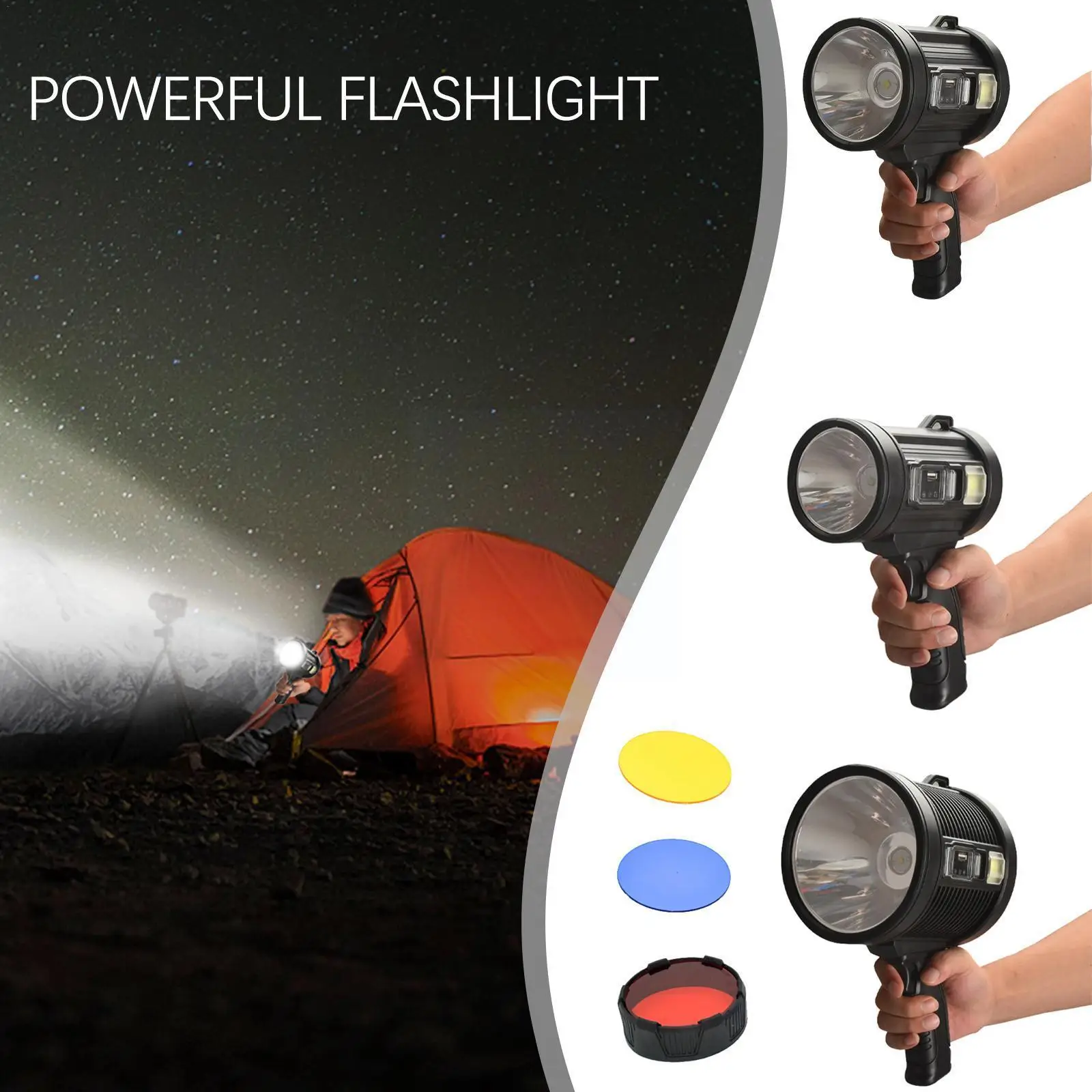 USB Rechargeable Spotlight Flashlights Super Bright Solar Spot Light With 4Color - £33.32 GBP