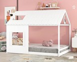 Full Size House Floor Bed With Roof And Window,Montessori Floor Bed For ... - £441.29 GBP