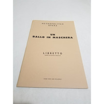 Un Ballo In Maschera Metropolitan Opera Libretto 1957 Giuseppe Verdi Schirmer - $11.98