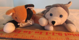 LOT OF 2 TY Beanie Babies Baby plush 3&quot; MCDONALDS-HUSKY DOG/CALICO CAT - £8.61 GBP