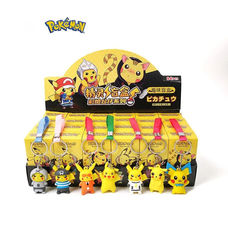 Box Action Original Random Anime Pokemon Figures Pikachu Blind Keychain Toy Bag - £26.92 GBP+