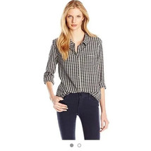 SOFT JOIE Womens Shirt Black/White Checked Button-Up Long Sleeve Size XS - £14.34 GBP