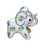 Vintage Mid-Century Ceramic Elephant Planter White Multicolor Flowers - $830.41 MXN