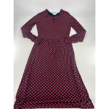 Boden Dress Womens Size 2 R Navy Blue Red Flowers Midi Jersey Stretchy Comfy  - £27.15 GBP