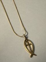 Vintage Theda Jesus Fish Crucifix Cross Gold Vermeil Sterling Silver Pen... - $34.61 CAD