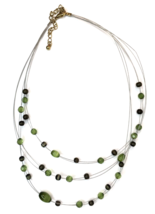 Green Glass Bead &amp; Wire Multi-Strand Necklace  - £11.19 GBP