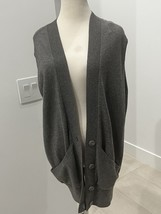 Vince Gray Long Cashmere Gray Vest Cardigan Sweater Medium $245 New - £66.55 GBP