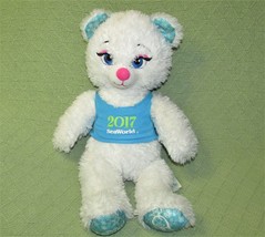 18" Build A Bear Disney Frozen Elsa White Sparkle Teddy Stuffed w/2017 Sea World - $13.50