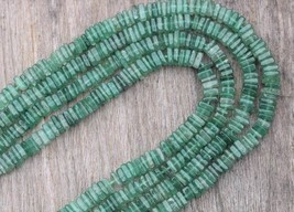 8 inches of smooth green STRAWBERRY heishi square gemstone beads, 1 X 4 ... - $27.64
