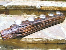 Fireplace Log candle holder set made with western barbed wire fence post... - $104.99