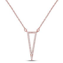14kt Rose Gold Womens Round Diamond Triangle Fashion Pendant Necklace 1/4 Cttw - £286.96 GBP