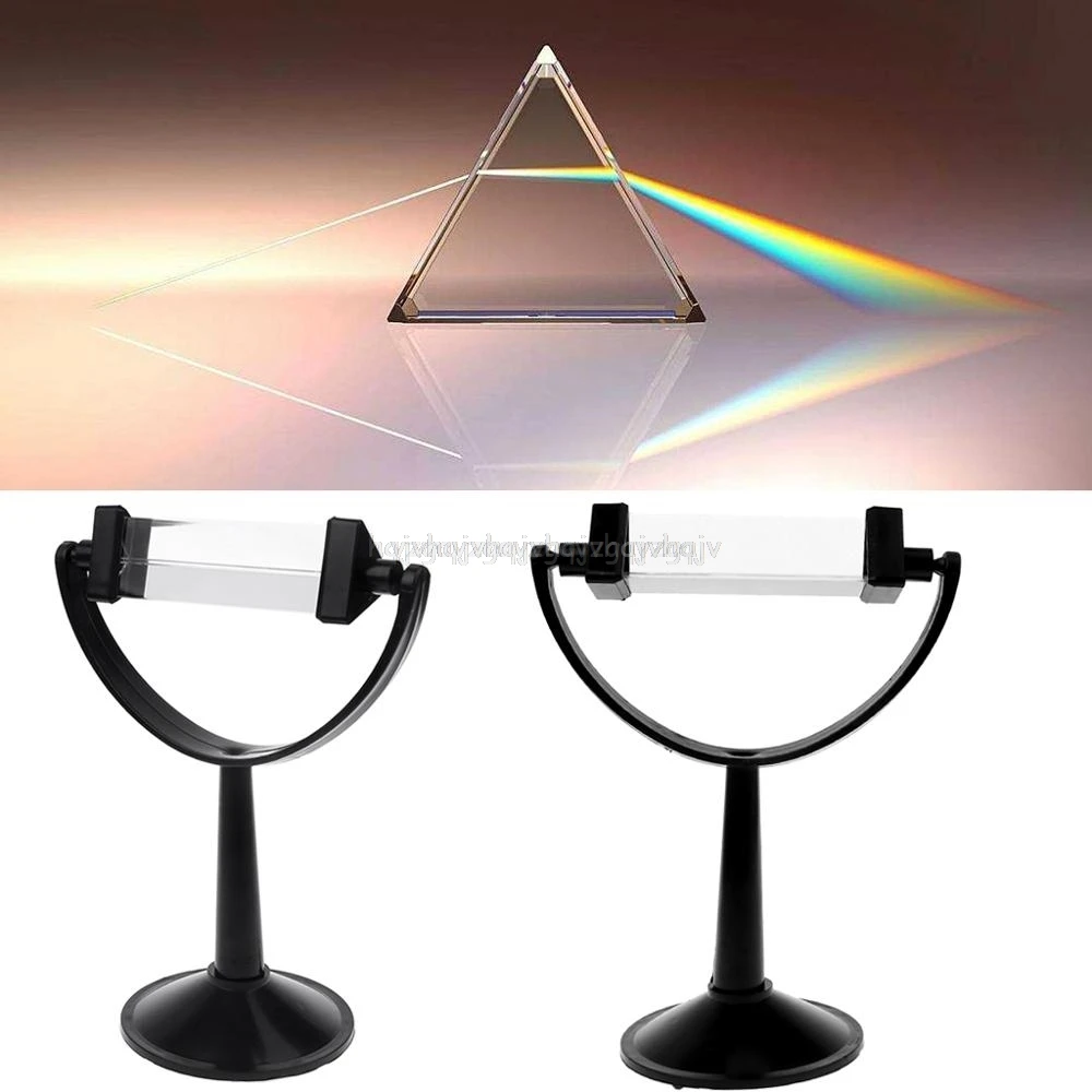 Optical Gl Triple Triangular Prism with Stand Physics Light Spectrum Tool Optica - £167.09 GBP