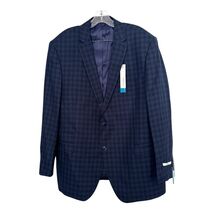 Perry Ellis Portfolio Blazer Mens 48R Blue Windowpane Check Slim Fit Spo... - $51.29