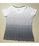 Made For Life Women M White Gray Black V-Neck Short Sleeve Top W/ Ombré ... - $16.58 CAD
