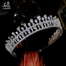 New Design Shiny Crystal Headdress Wedding Extended Version Crown Bridal Headdre - £99.29 GBP