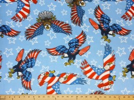Fleece Stars and Stripes Blue Bald Eagles Patriotic Fleece Fabric Print ... - $149.60 MXN