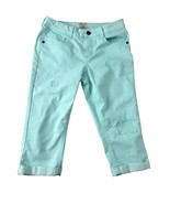 True Craft Denim Jeans Capris Turquoise Green Girls 14 Distressed Adjus ... - £11.28 GBP