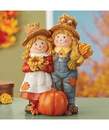 Fall Harvest Scarecrow Couple Statue Figurine Thanksgiving Autumn Tablet... - $38.34 CAD